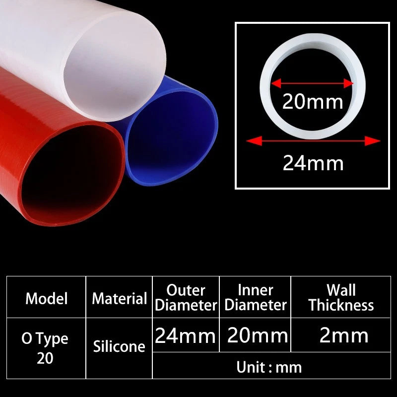 Silicone Rubber Pipe Sleeve — Round O-Shaped Soft Hose, ID φ20mm–225mm × 1M