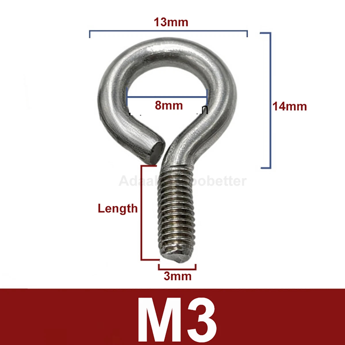 M3 M4 M5 M6 M8 M10 Stainless Steel Eye Screws Ring Hooks Eye Bolts Closed Screws