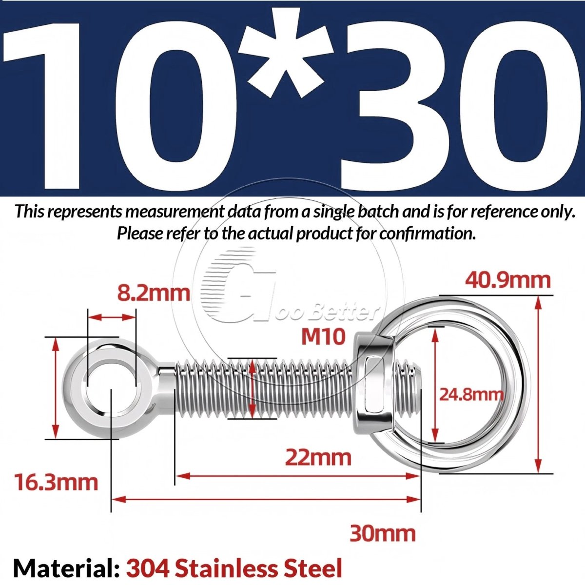 M10 M12 M14 Stainless Steel Eye Bolt & Eye Nut Set — A2 - 304, Threaded Lifting Ring - HomeDIYer