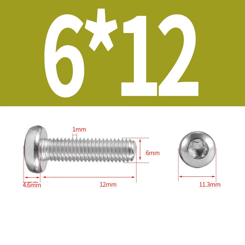 M6 M8 M10 A2 STAINLESS STEEL TORX PAN HEAD MACHINE SCREWS HEXOBULAR BOLTS