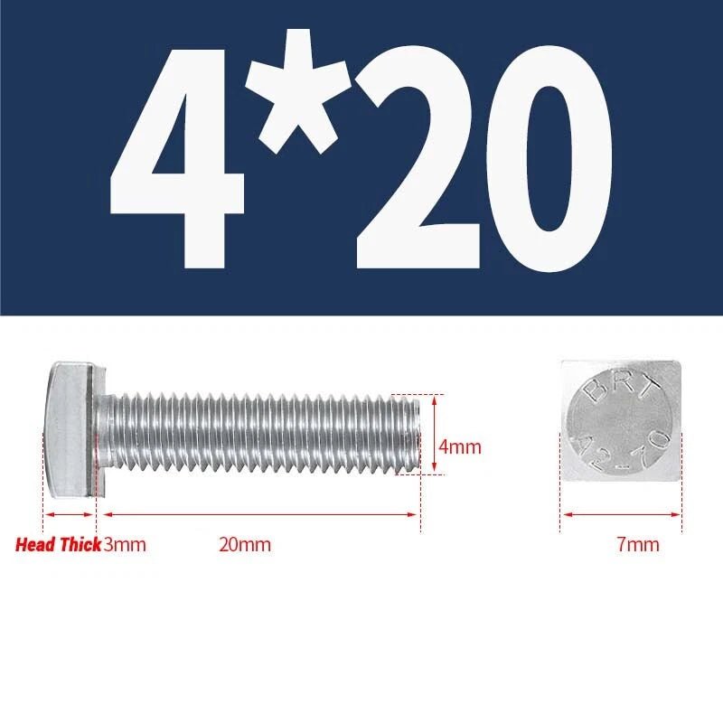 Square Head Bolts M4 M5 M6 M8 M10 M12 — A2 304 Stainless Steel, Multiple Lengths - HomeDIYer