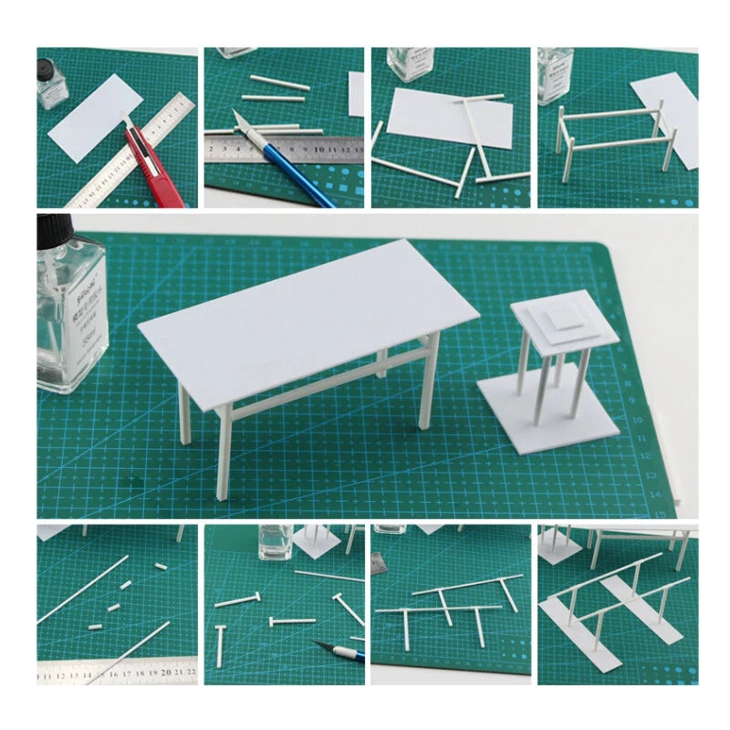 ABS White Square Tube Pipe 250mm — Plastic Styrene for Scale Models & DIY Crafts
