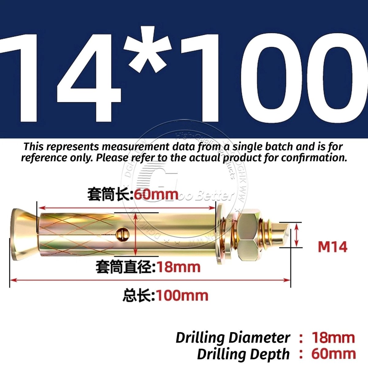 Concrete Expansion Anchor Bolts M6–M20, Extra Long Masonry Wall Screws – Iron Blue White Zinc / Iron - colour Zinc - HomeDIYer