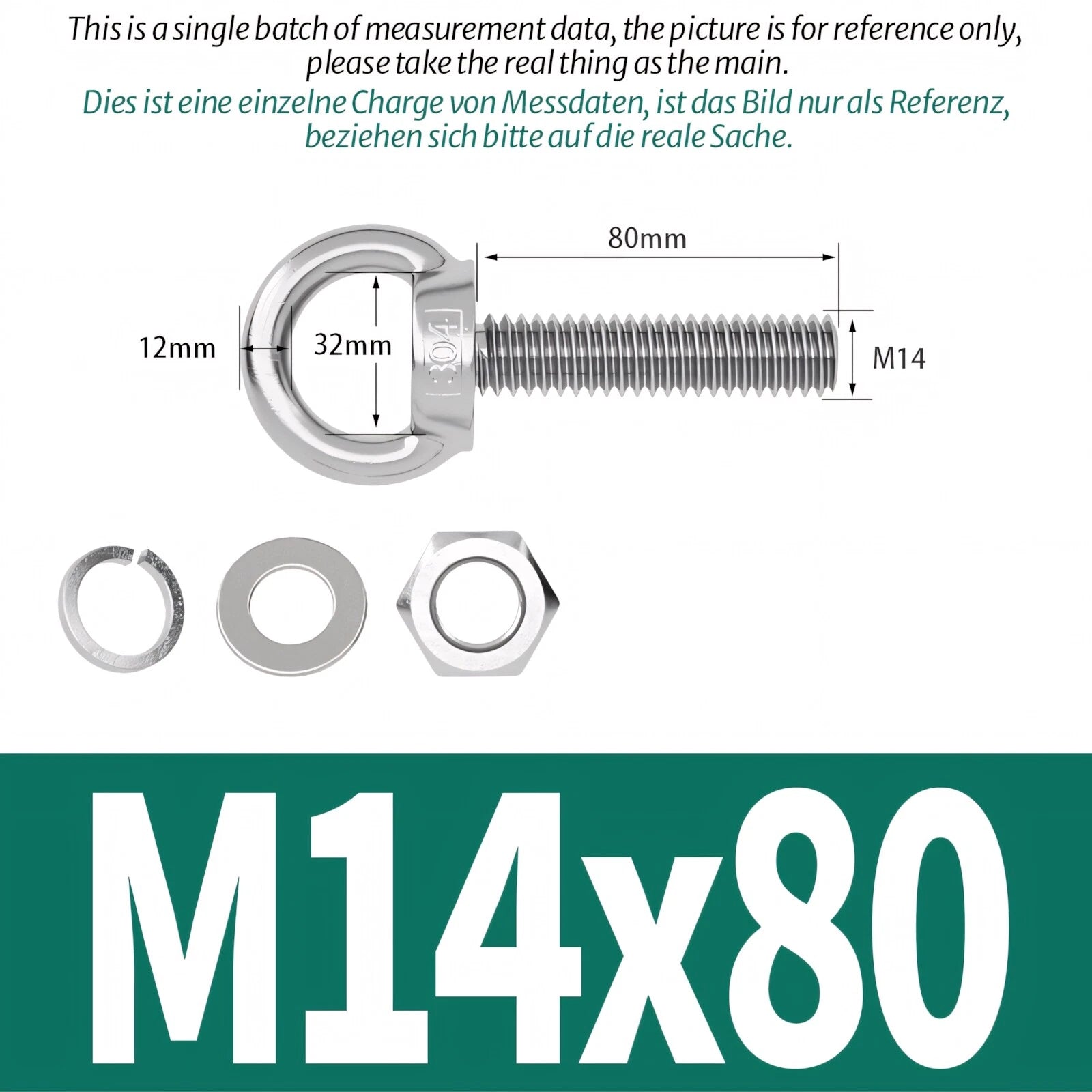 M3 M4 M5 - M20 Eye Bolts Kit Screws Nut Washer Long Boat Stainless Steel A2 304