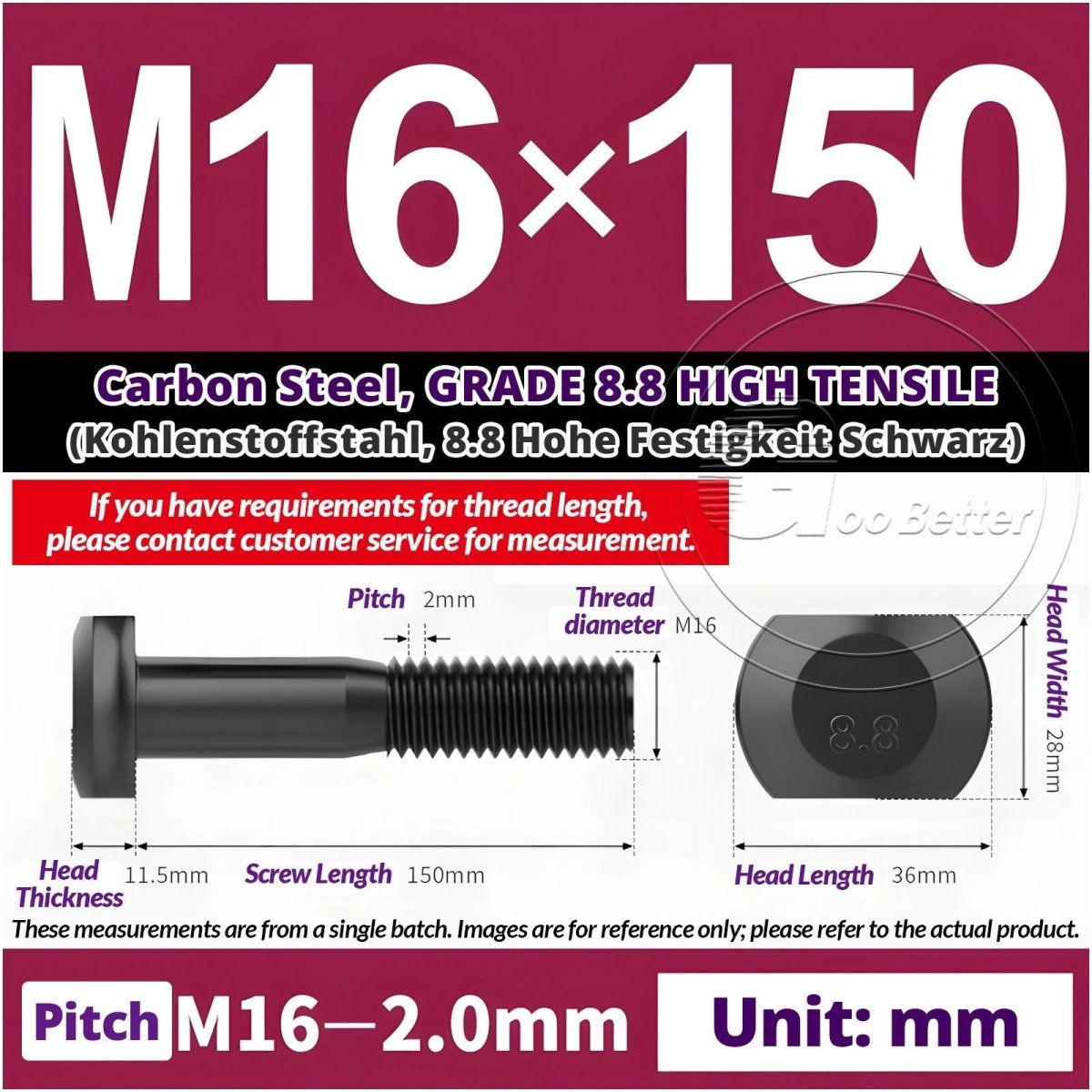 T - Slot Bolts M6 to M20 | Grade 8.8 High Tensile | T - Track Bolts 16mm–500mm - HomeDIYer