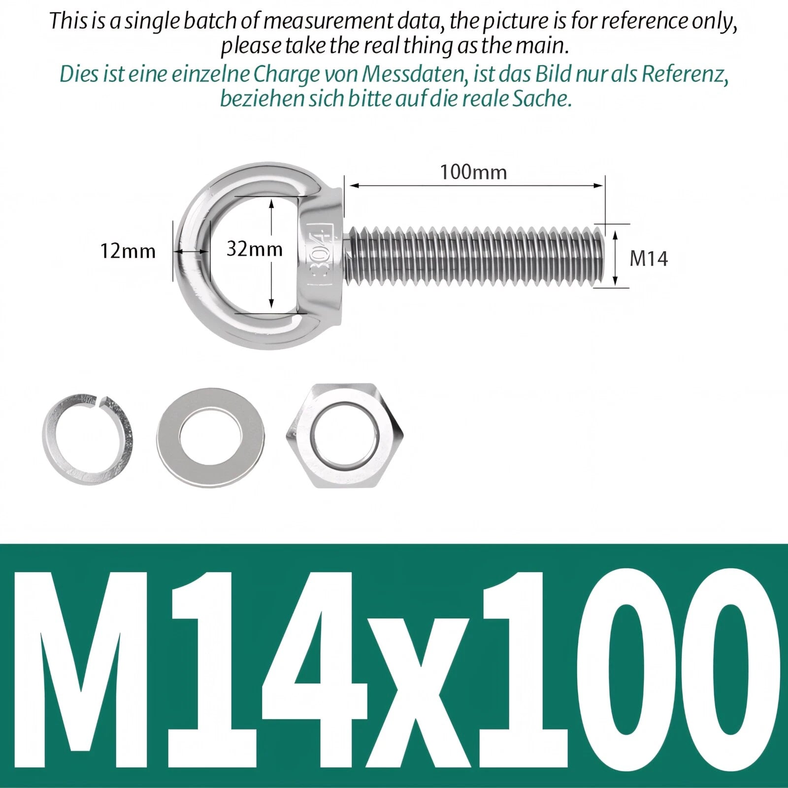 M3 M4 M5 - M20 Eye Bolts Kit Screws Nut Washer Long Boat Stainless Steel A2 304