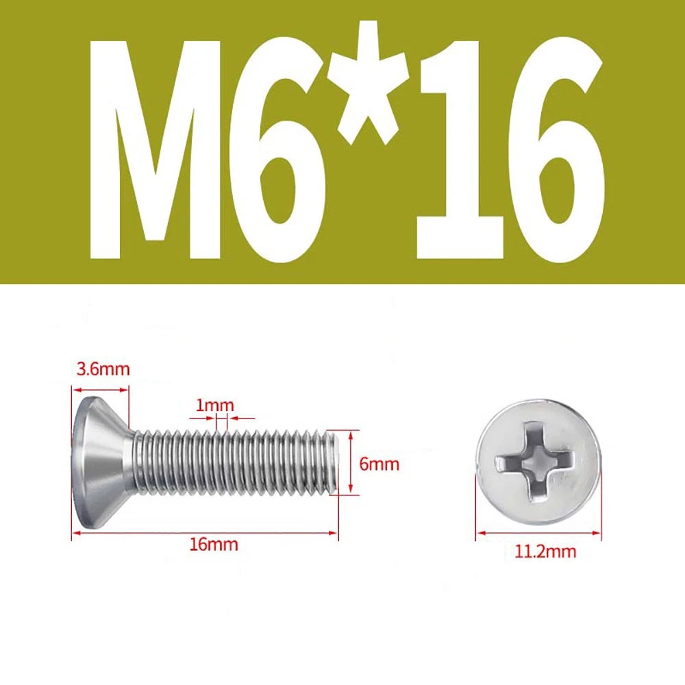 M2–M8 A4 Stainless Steel Phillips Countersunk Screws – Marine Grade, DIN 965, Fully Threaded (3–100mm)
