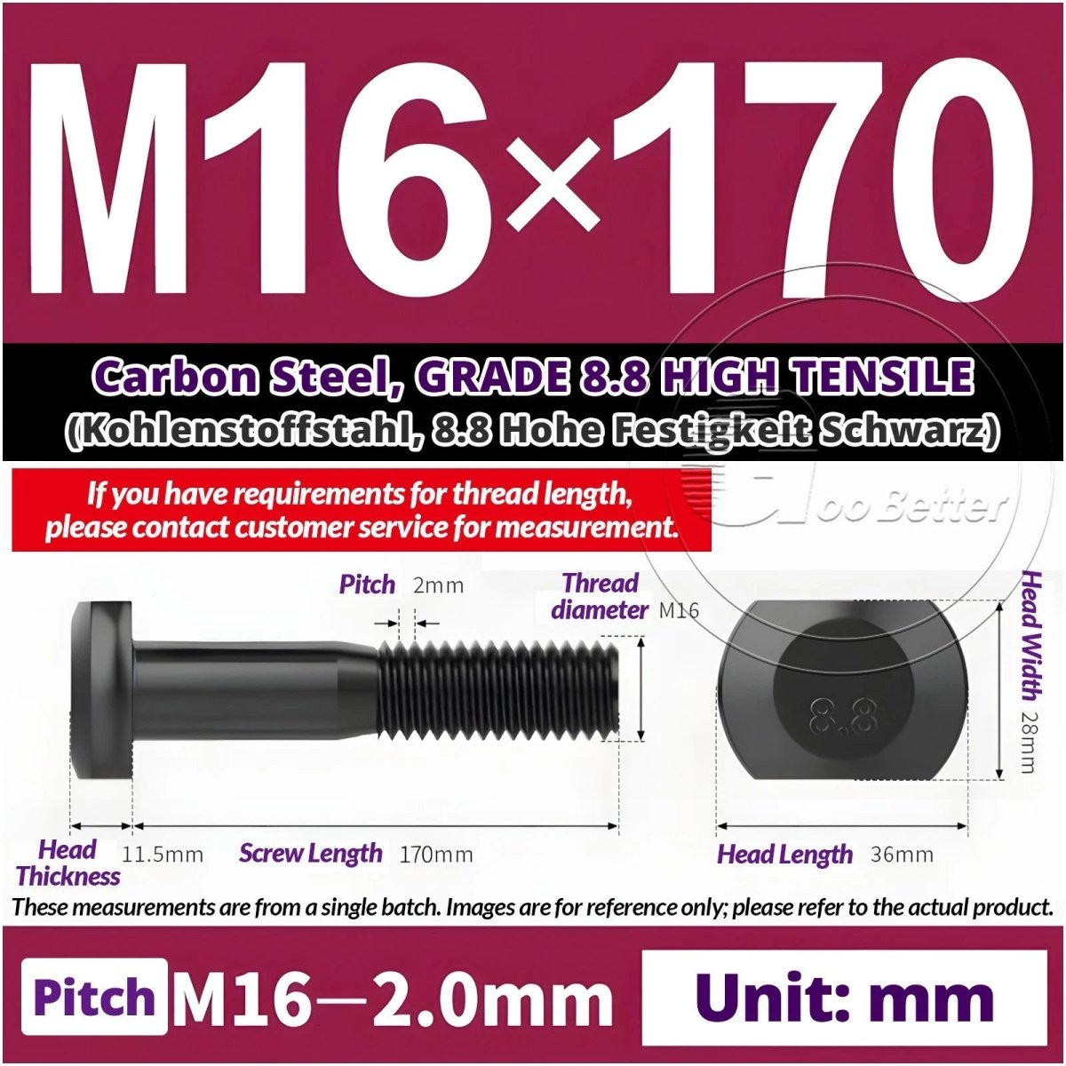 T - Slot Bolts M6 to M20 | Grade 8.8 High Tensile | T - Track Bolts 16mm–500mm - HomeDIYer