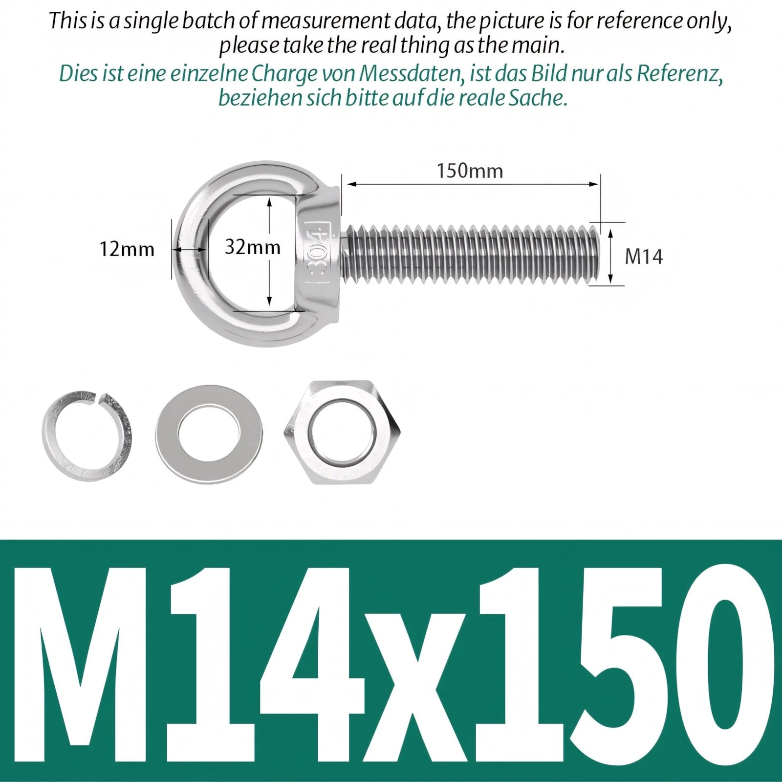 M3 M4 M5 - M20 Eye Bolts Kit Screws Nut Washer Long Boat Stainless Steel A2 304