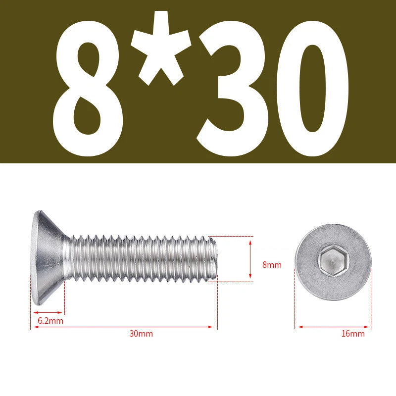 Allen Countersunk Head Screws V4A Steel Hexagon Socket Flat Head Machine Screw