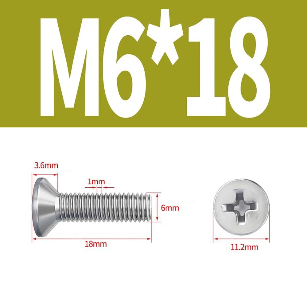 M2–M8 A4 Stainless Steel Phillips Countersunk Screws – Marine Grade, DIN 965, Fully Threaded (3–100mm)