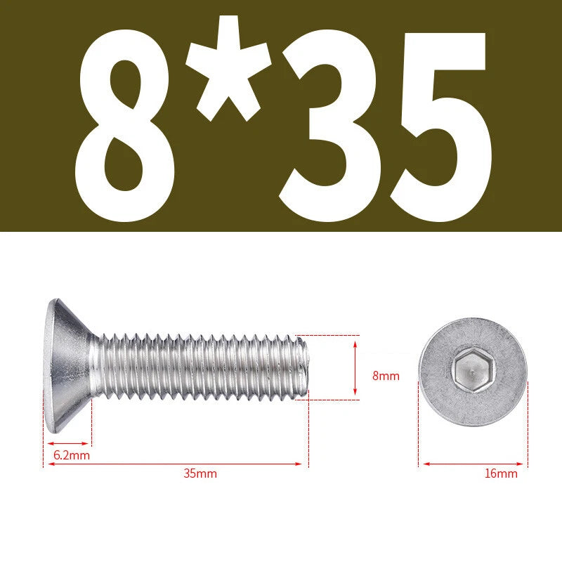 Allen Countersunk Head Screws V4A Steel Hexagon Socket Flat Head Machine Screw