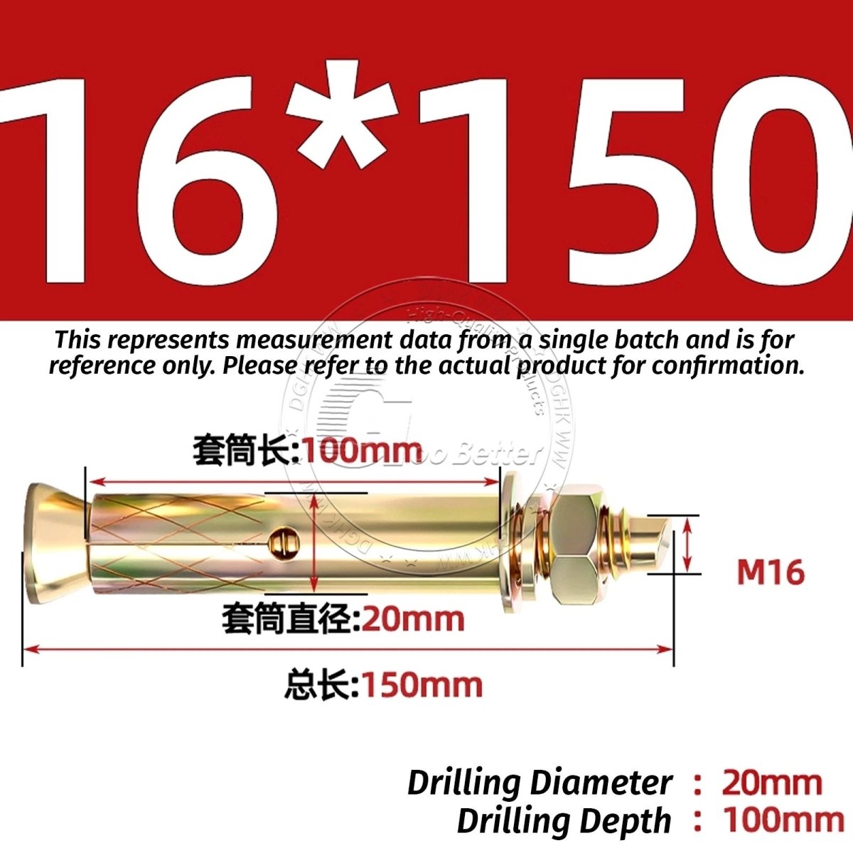 Concrete Expansion Anchor Bolts M6–M20, Extra Long Masonry Wall Screws – Iron Blue White Zinc / Iron - colour Zinc - HomeDIYer