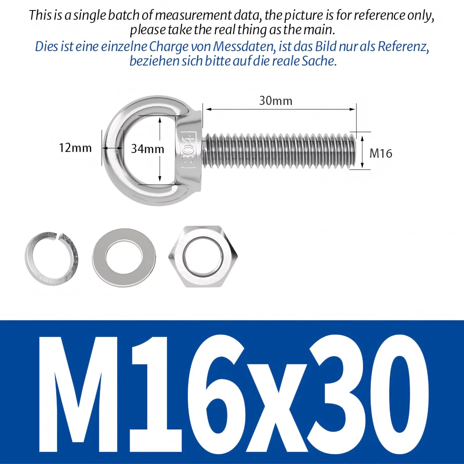 M3 M4 M5 - M20 Eye Bolts Kit Screws Nut Washer Long Boat Stainless Steel A2 304