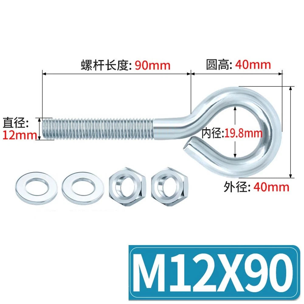 Galvanised Stainless Eye Screws Hooks Eye Bolts Closed Screws Threaded Rings Set
