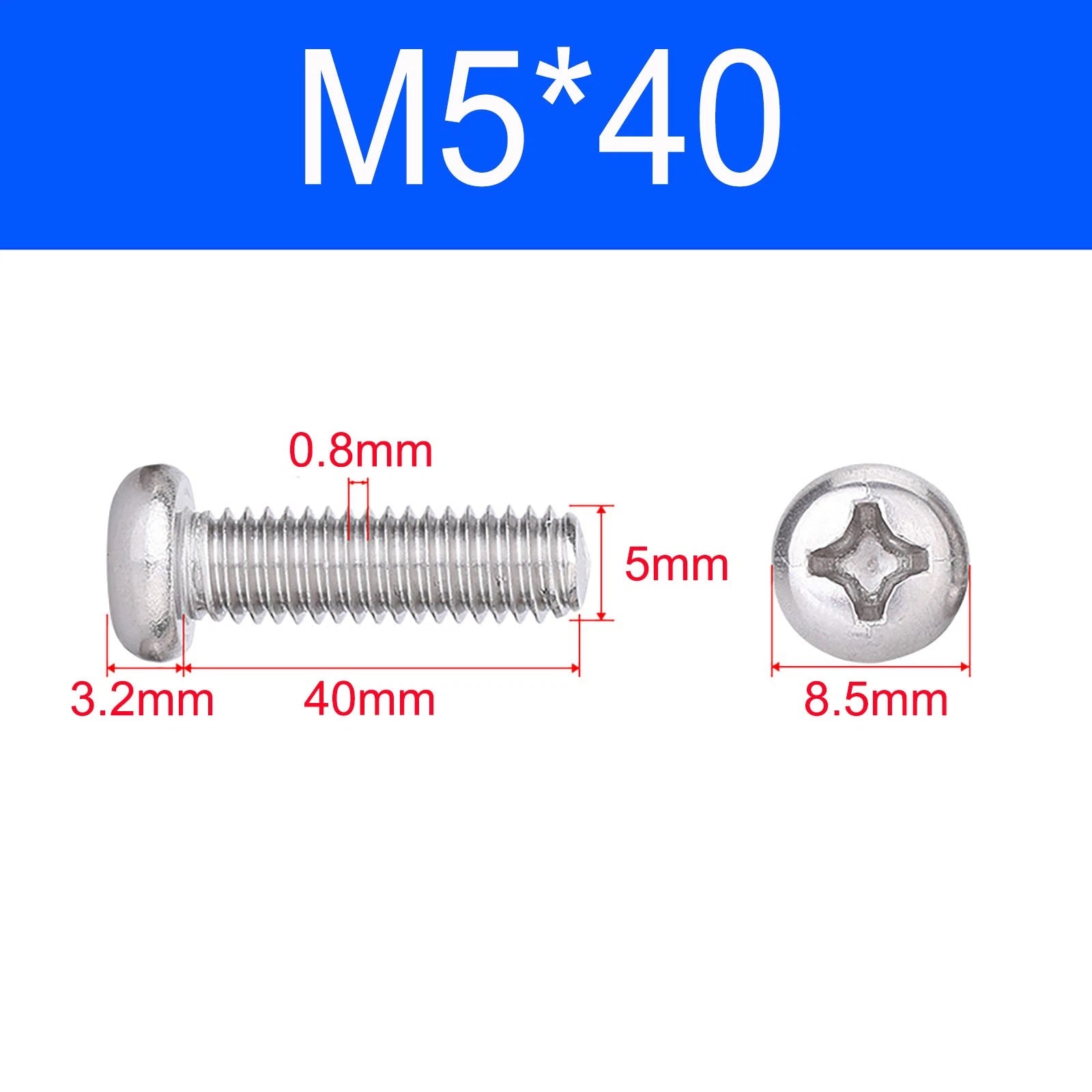 M3 M3.5 M4 M5 A2 Stainless Steel Pozi Pan Head Machine Screws DIN 7985