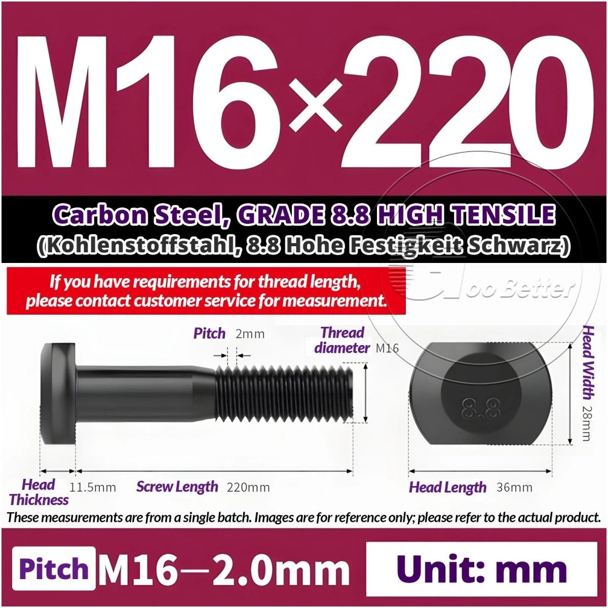 T - Slot Bolts M6 to M20 | Grade 8.8 High Tensile | T - Track Bolts 16mm–500mm - HomeDIYer