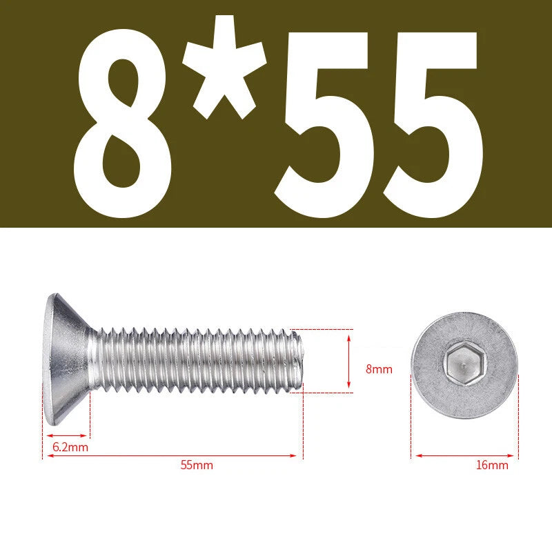 Allen Countersunk Head Screws V4A Steel Hexagon Socket Flat Head Machine Screw