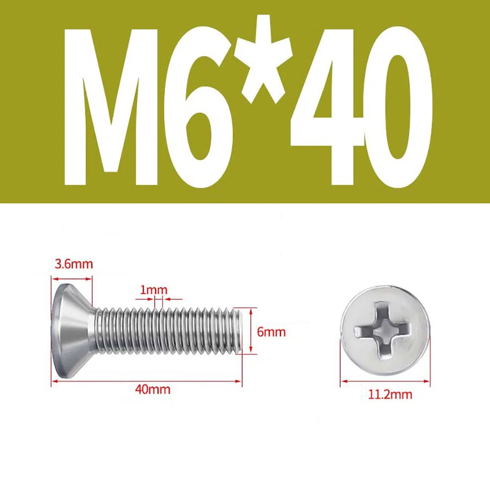 M2–M8 A4 Stainless Steel Phillips Countersunk Screws – Marine Grade, DIN 965, Fully Threaded (3–100mm)