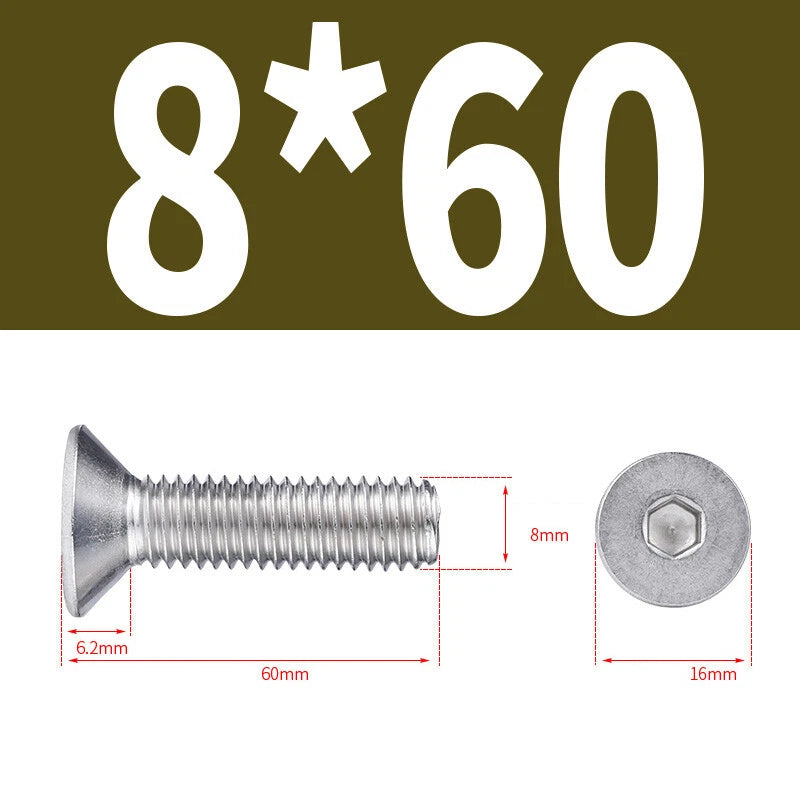 Allen Countersunk Head Screws V4A Steel Hexagon Socket Flat Head Machine Screw
