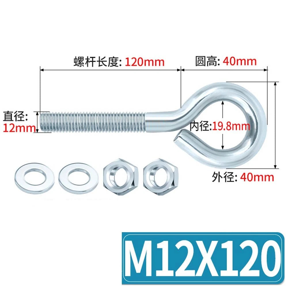Galvanised Stainless Eye Screws Hooks Eye Bolts Closed Screws Threaded Rings Set