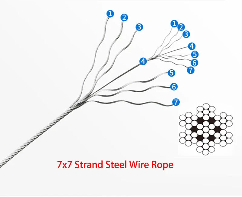 1mm 2mm 3mm 4mm To 12mm  316 Stainless Steel Steel Wire Rope Lifting Metal Cable