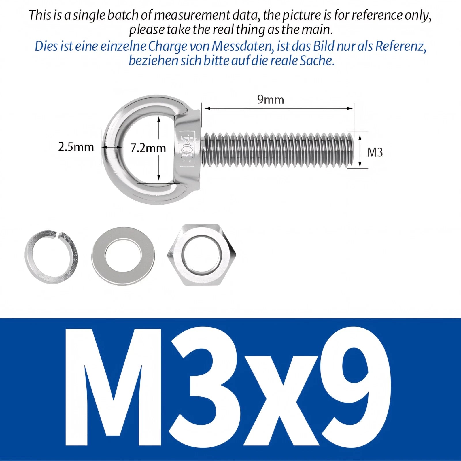M3 M4 M5 - M20 Eye Bolts Kit Screws Nut Washer Long Boat Stainless Steel A2 304
