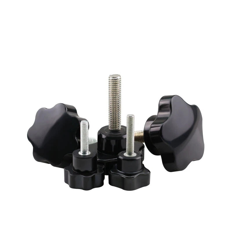 M8 Plastic Black Thumb Screw Male Thread Star Knob Grip Hand Tightening Screws