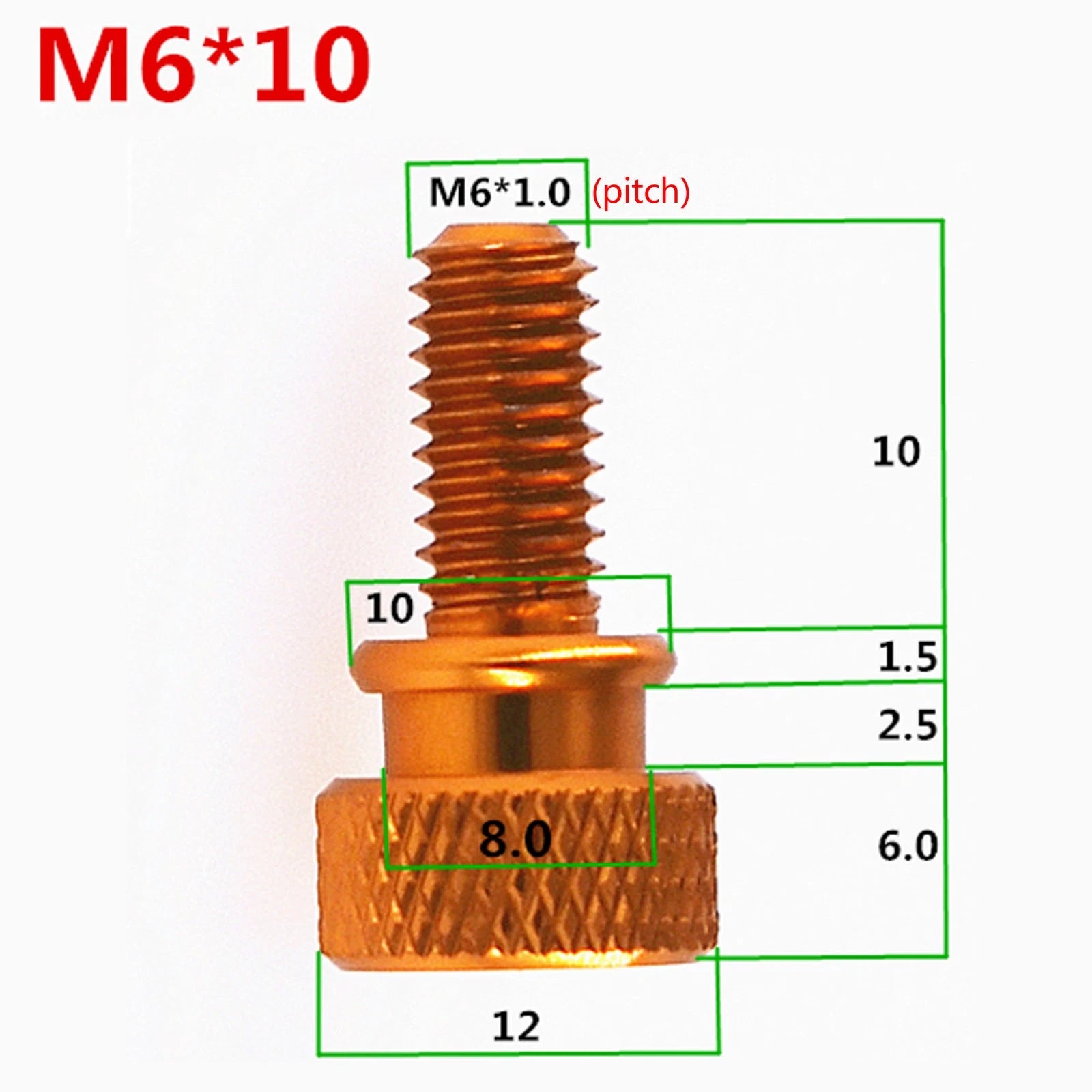 M6 Knurled Thumb Screws Aluminum Alloy Round high Step Hand Grip Knob Bolts