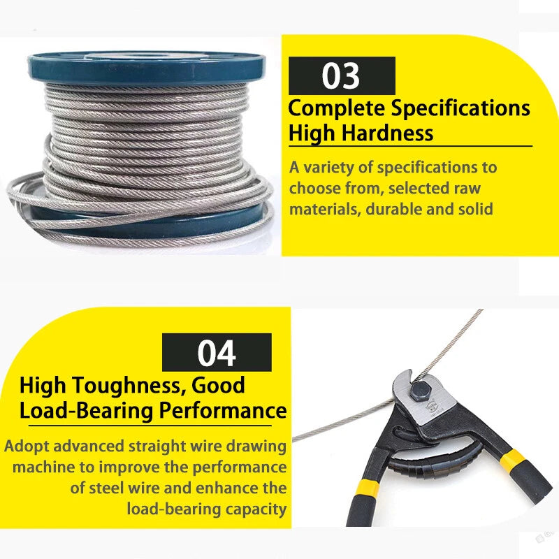 0.27-0.5 Ø 1x7 PVC Plastic Coated 304 Stainless Steel Wire Rope Metal Cable Rope