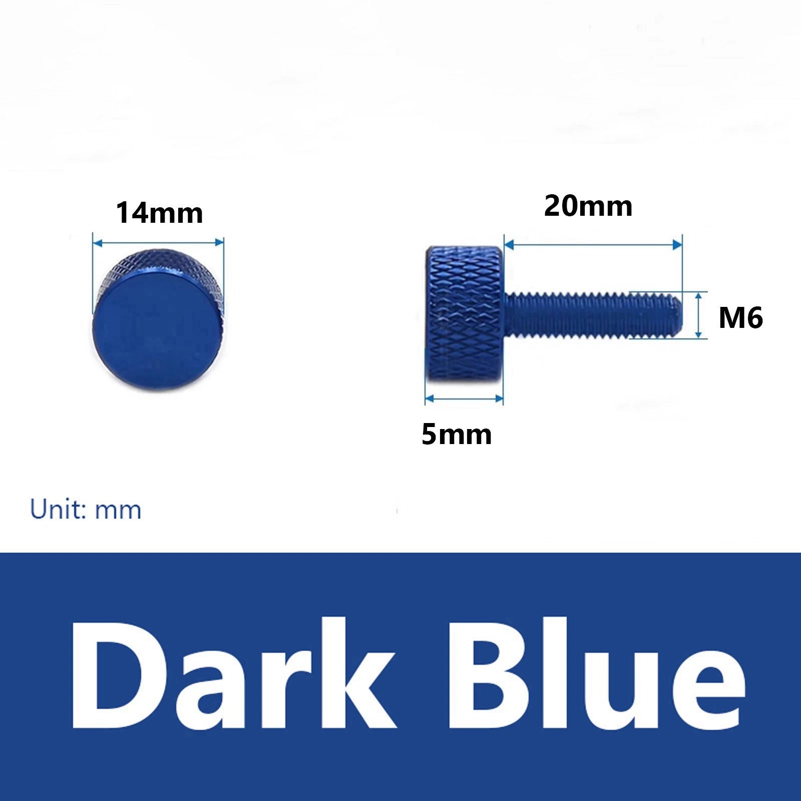 Knurled Thumb Screws M6 x 20mm Aluminum Alloy DIY Hand Tighten Grip Knob Bolts