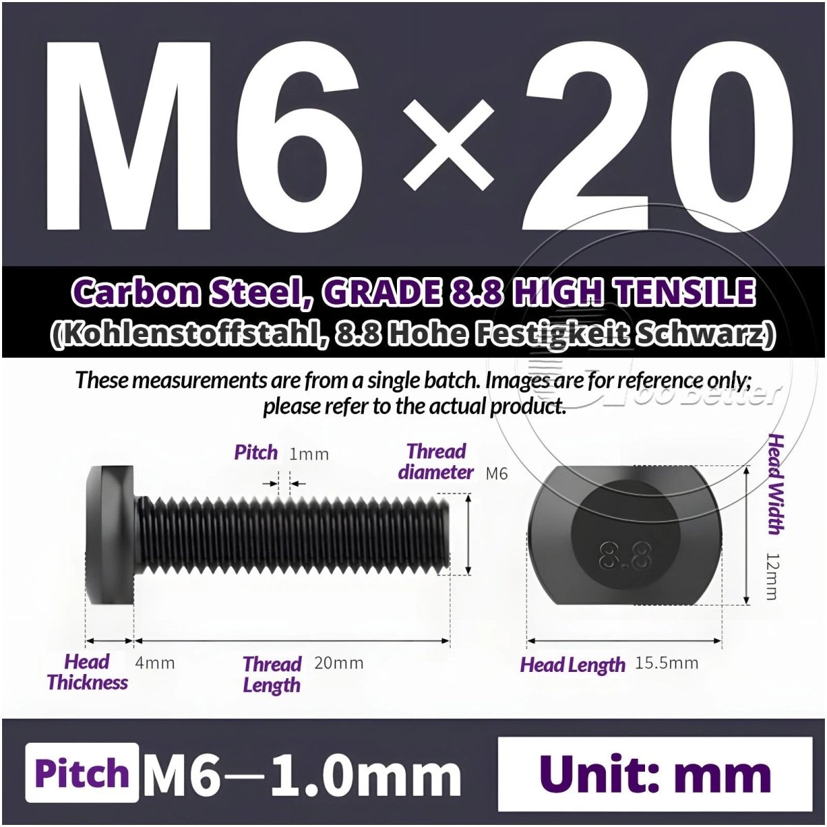 T - Slot Bolts M6 to M20 | Grade 8.8 High Tensile | T - Track Bolts 16mm–500mm - HomeDIYer