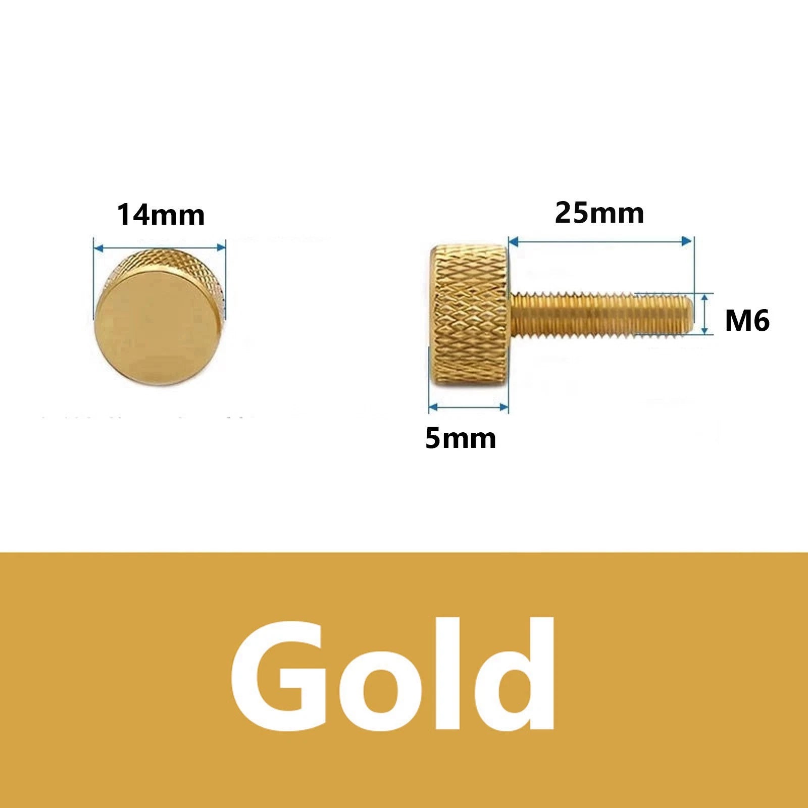 nurled Thumb Screws M6 x 25mm Aluminum Alloy DIY Hand Tighten Grip Knob Bolts