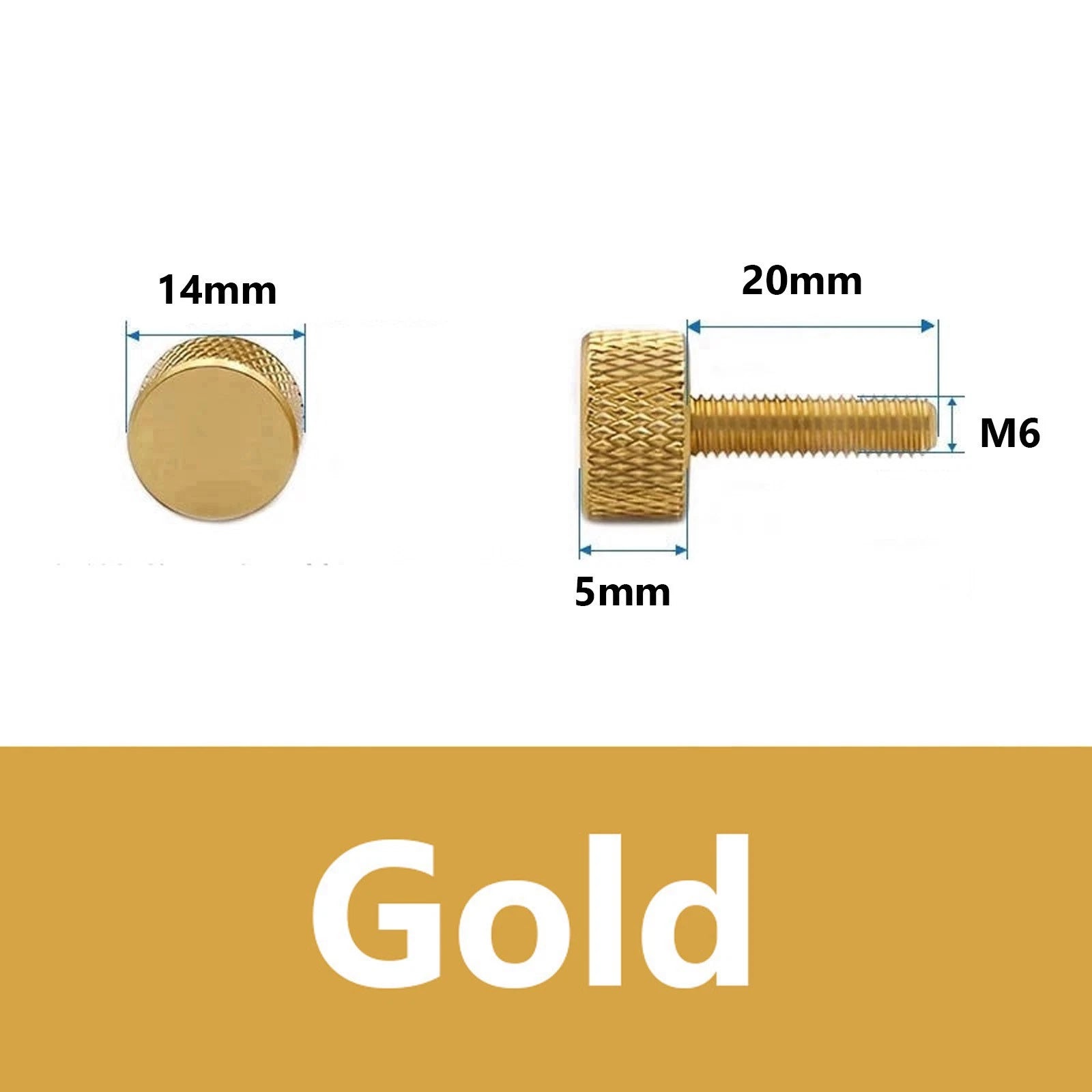 M6x20mm Knurled Thumb Screws Aluminum Alloy DIY Hand Tighten Grip Knob Bolts
