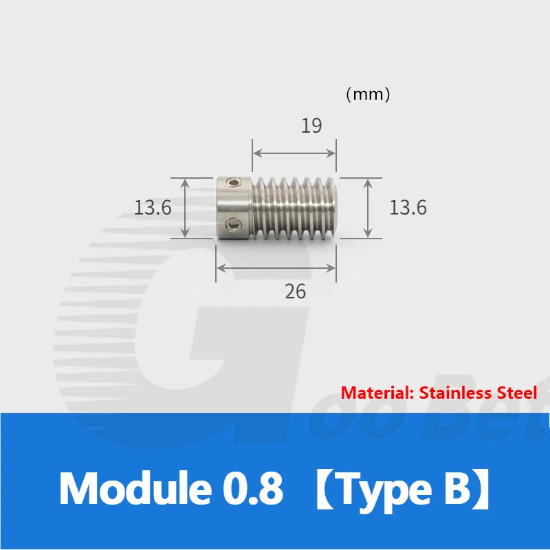 Worm Gear Wheel Module 0.8 POM Plastic 20 - 60 Tooth Worm Shaft Stainless Steel