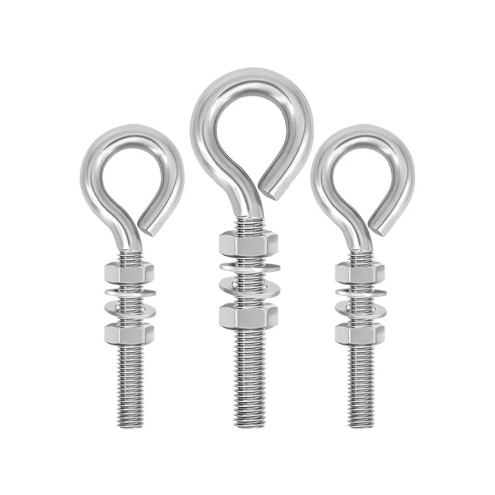 Galvanised Stainless Eye Screws Hooks Eye Bolts Closed Screws Threaded Rings Set
