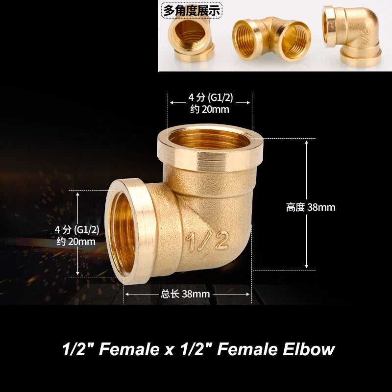 1/2" & 3/4" BSP Brass Pipe Fittings — Nipple, Elbow, Tee, Cross, Union, Plug & Bushing