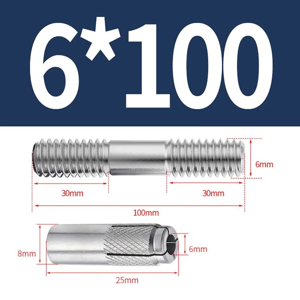 Stainless Steel A4 Expansion Bolts Threaded Stud Rod M6–M12 Extra Long - HomeDIYer