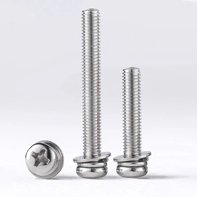 M3 M4 M5 M6 A4 Stainless Steel Bolt, Nut & Washer Set – Phillips Pan Head Marine Grade (316)