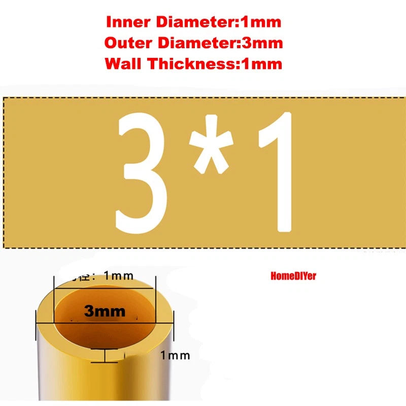H62 Brass Round Tube — OD 2mm–100mm, Wall 0.5mm–4mm, 200mm Length