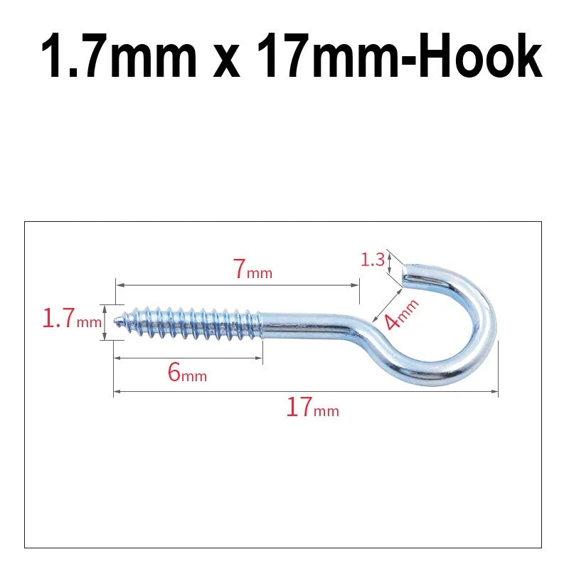 Screw-In Hooks & Eye Hooks — Galvanized, Nickel, Copper & Stainless, 1.1mm–8.6mm
