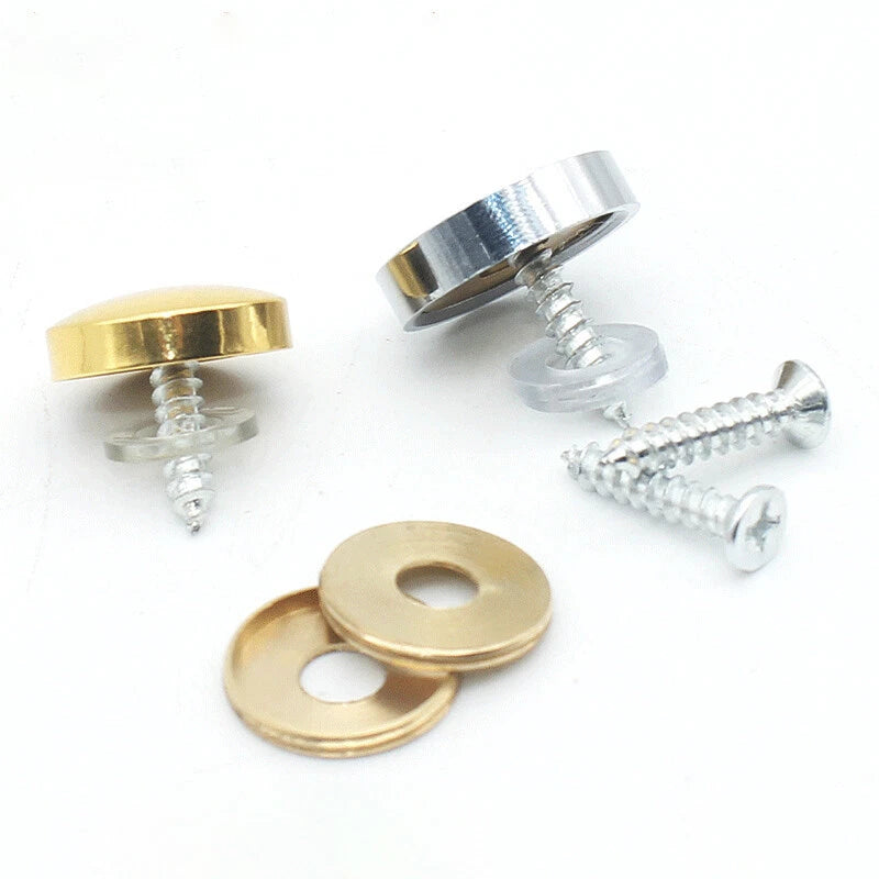 Mirror Screws Cap – Brass Chrome Decorative Cover Caps (10mm to 25mm) for Glass & Furniture – Silver/Gold