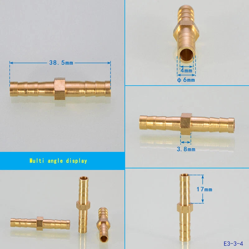 Brass Hose Tail Fittings – Barb Connector Straight Tee Y-Shape 90° Elbow Cross | Air Water Pipe Adapter