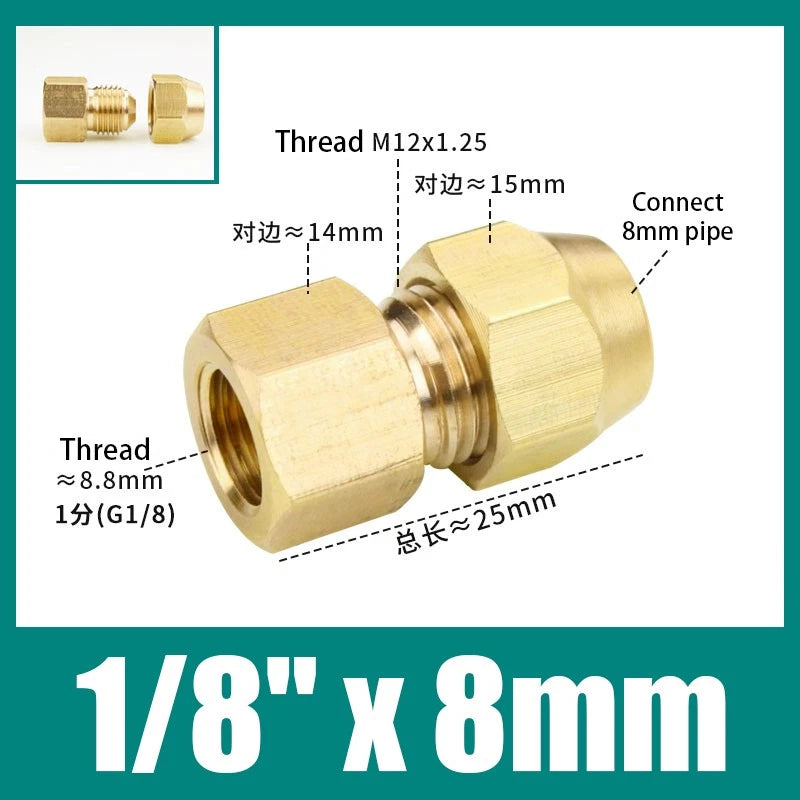 Brass Compression Straight Coupling Connector – Flared Fittings for Copper Pipe