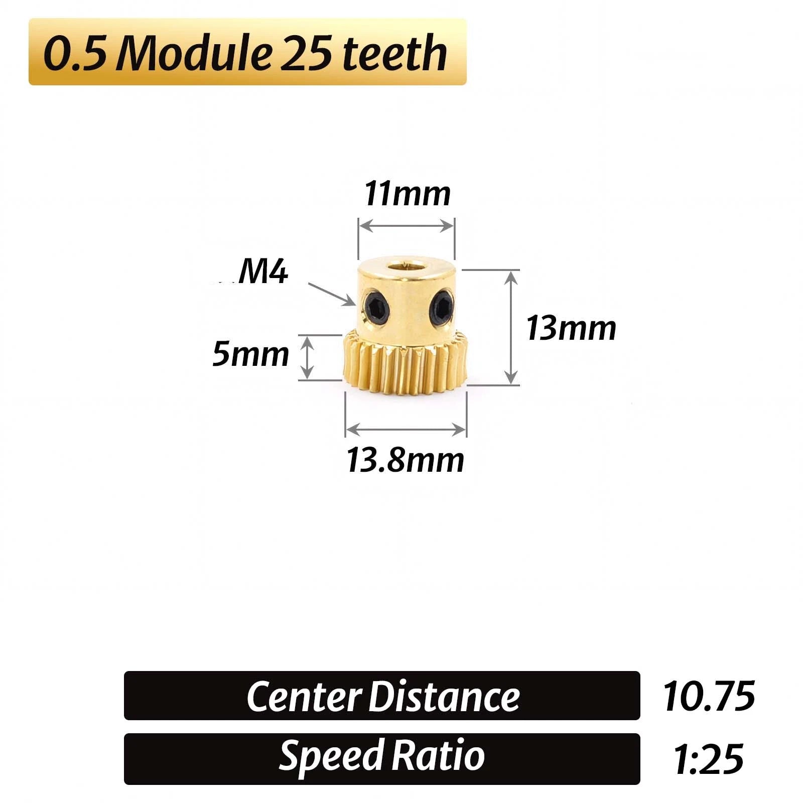 0.5/0.8/1/1.5 Module 20T to 60T Gear Copper Worm Wheel Gear & Worm Gear Shaft