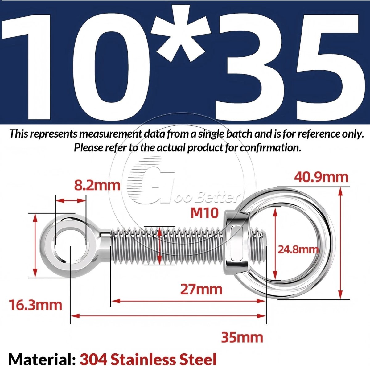 M10 M12 M14 Stainless Steel Eye Bolt & Eye Nut Set — A2 - 304, Threaded Lifting Ring - HomeDIYer