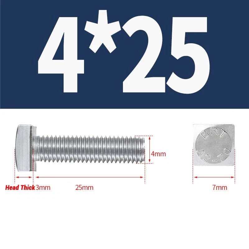 Square Head Bolts M4 M5 M6 M8 M10 M12 — A2 304 Stainless Steel, Multiple Lengths - HomeDIYer
