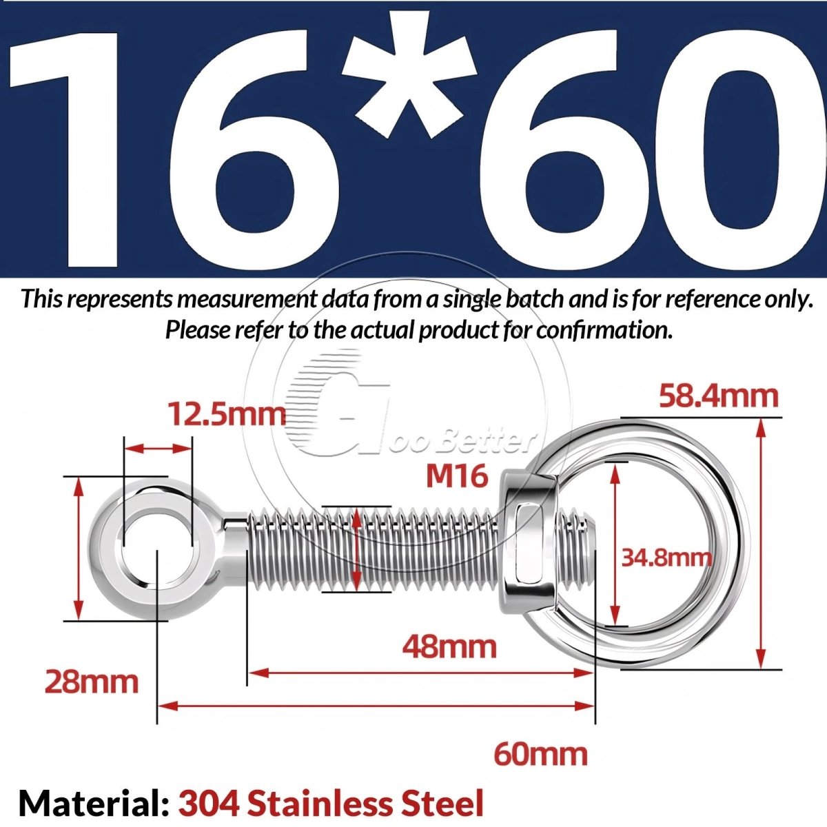 M16–M24 A2 304 Stainless Steel Lifting Eye Bolt & Eye Nut Threaded Ring - HomeDIYer