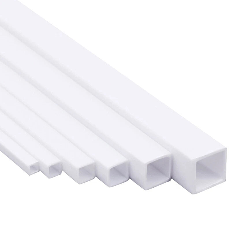 ABS White Square Tube Pipe 250mm — Plastic Styrene for Scale Models & DIY Crafts