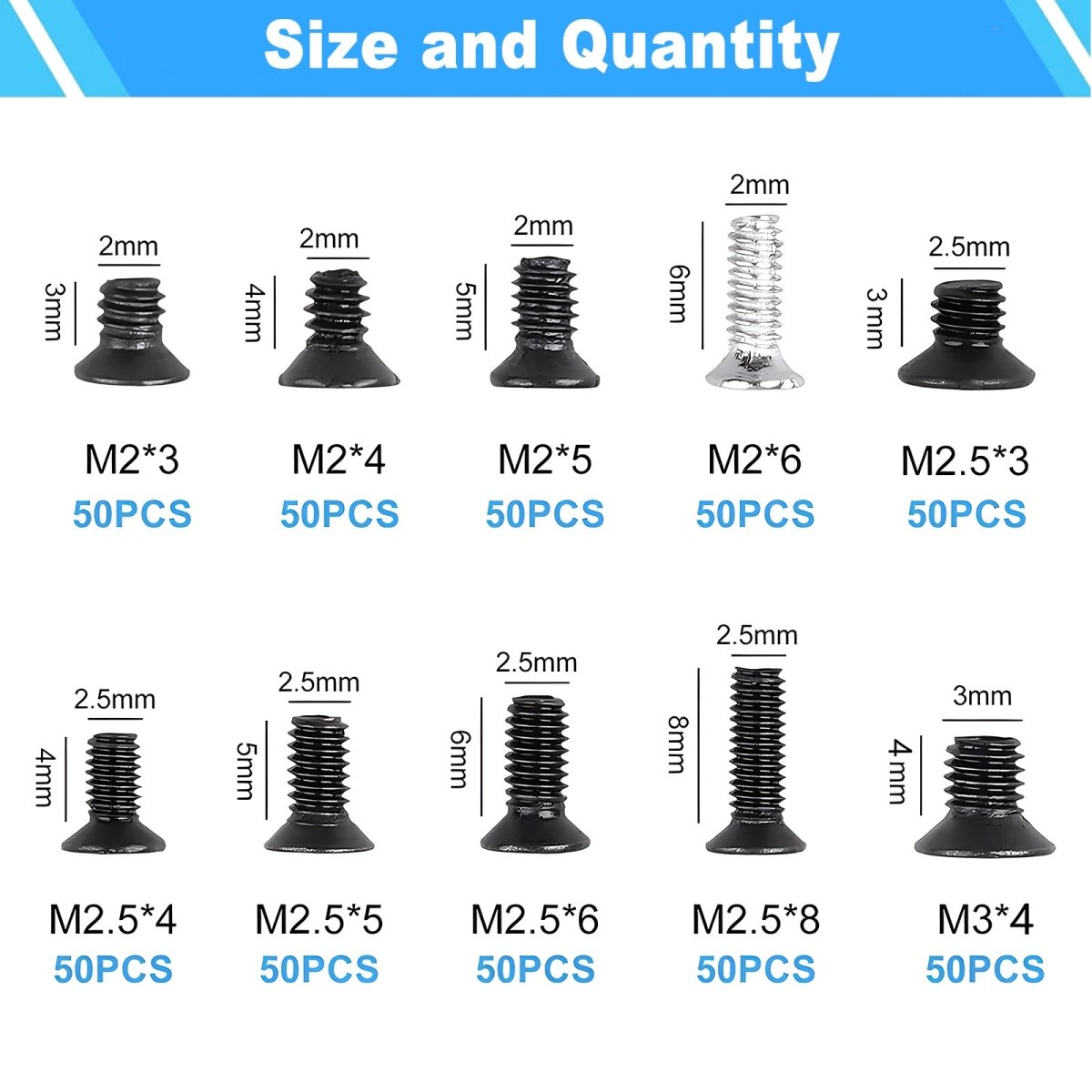 500pcs Laptop Notebook Computer Screw Kit Flat Head Small Mini Screws M2 M2.5 M3 - HomeDIYer